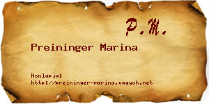Preininger Marina névjegykártya